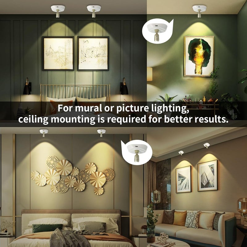 LEASTYLE LED Wireless Spotlights with Remote Rechargeable Up Lights Indoor with 3000K/4000K/6000K Battery Operated Lights with Timer Dimmable Accent Light Uplighting for Plant,White+Gold,2 Pack - Image 3